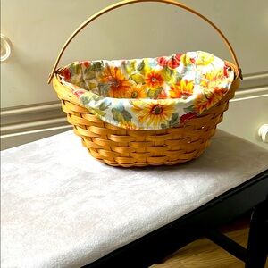 Longaberger Floral Lined Wicker Basket